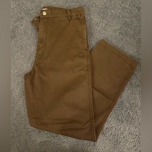 BDG Brown Cotton Work Pants with Red Stitching Tag